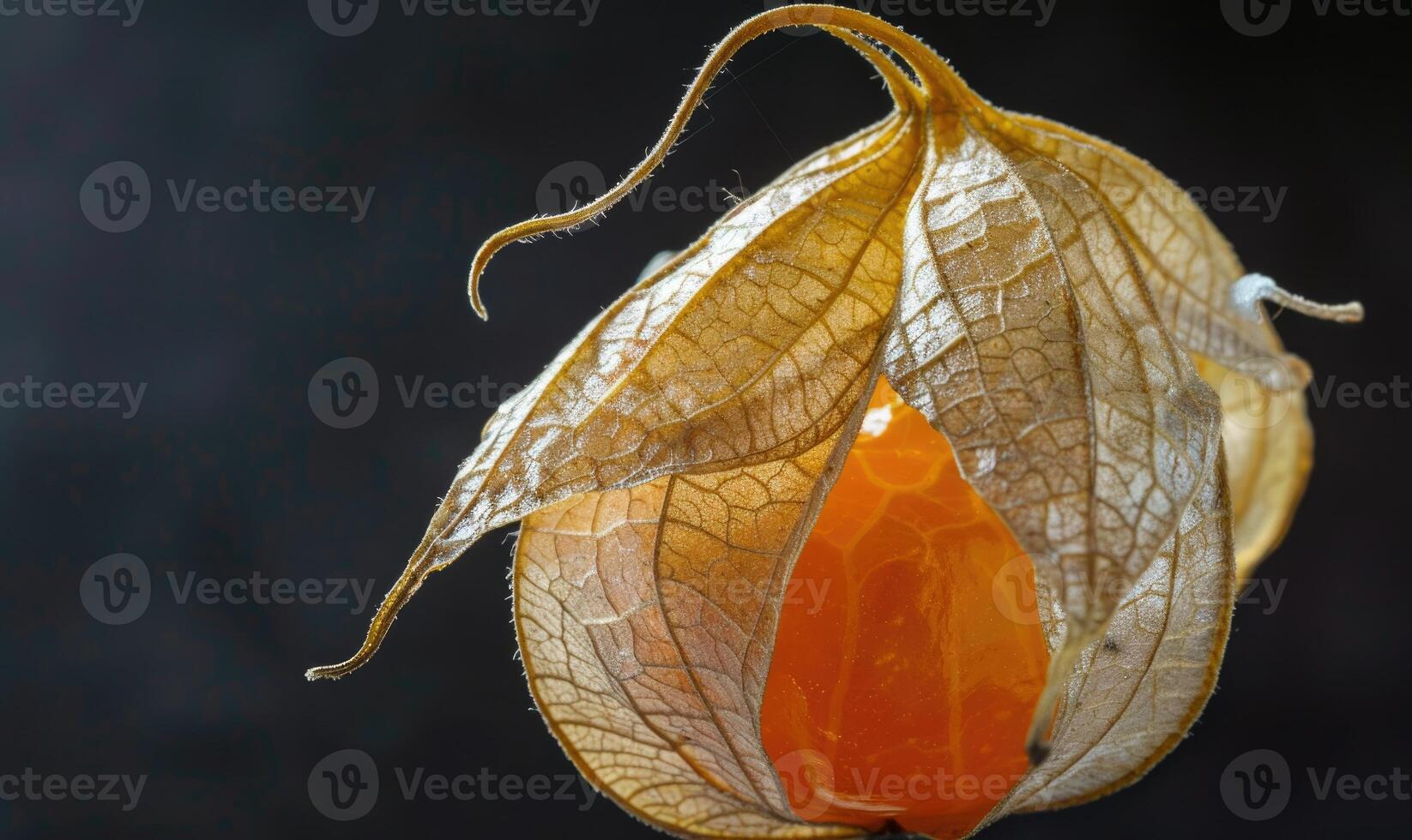 Macro view of physalis with a focus on the delicate husk texture photo