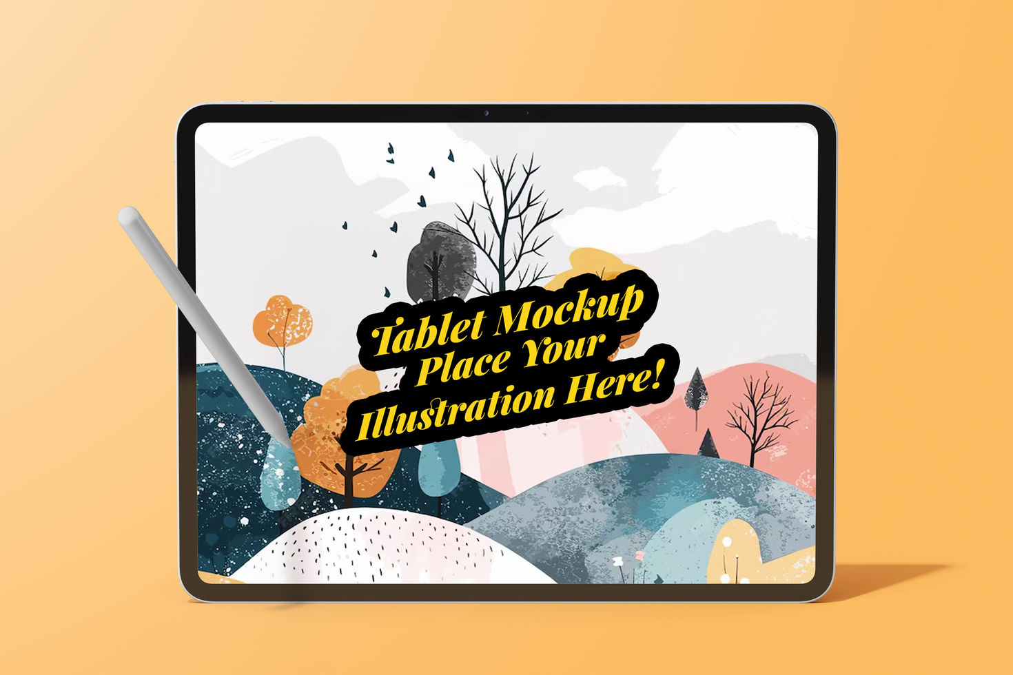 tablet pad pro 13 inch display screen mobile gadget tech device with digital pencil realistic editable mockup psd