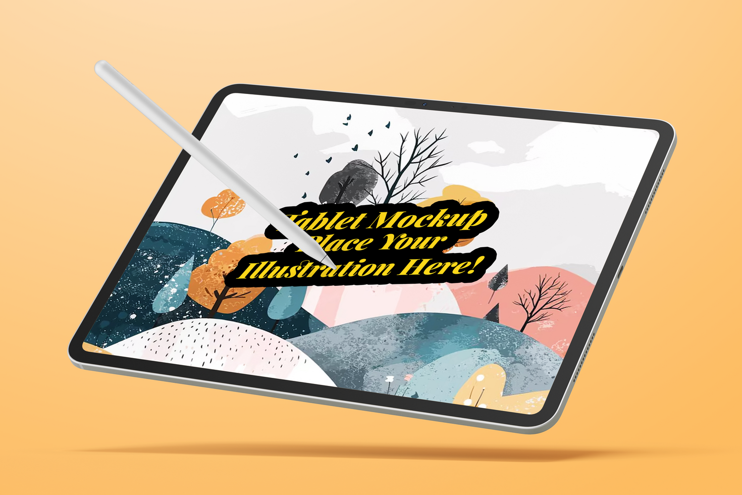 tablet pad pro 13 inch display screen mobile gadget tech device with digital pencil realistic editable mockup psd