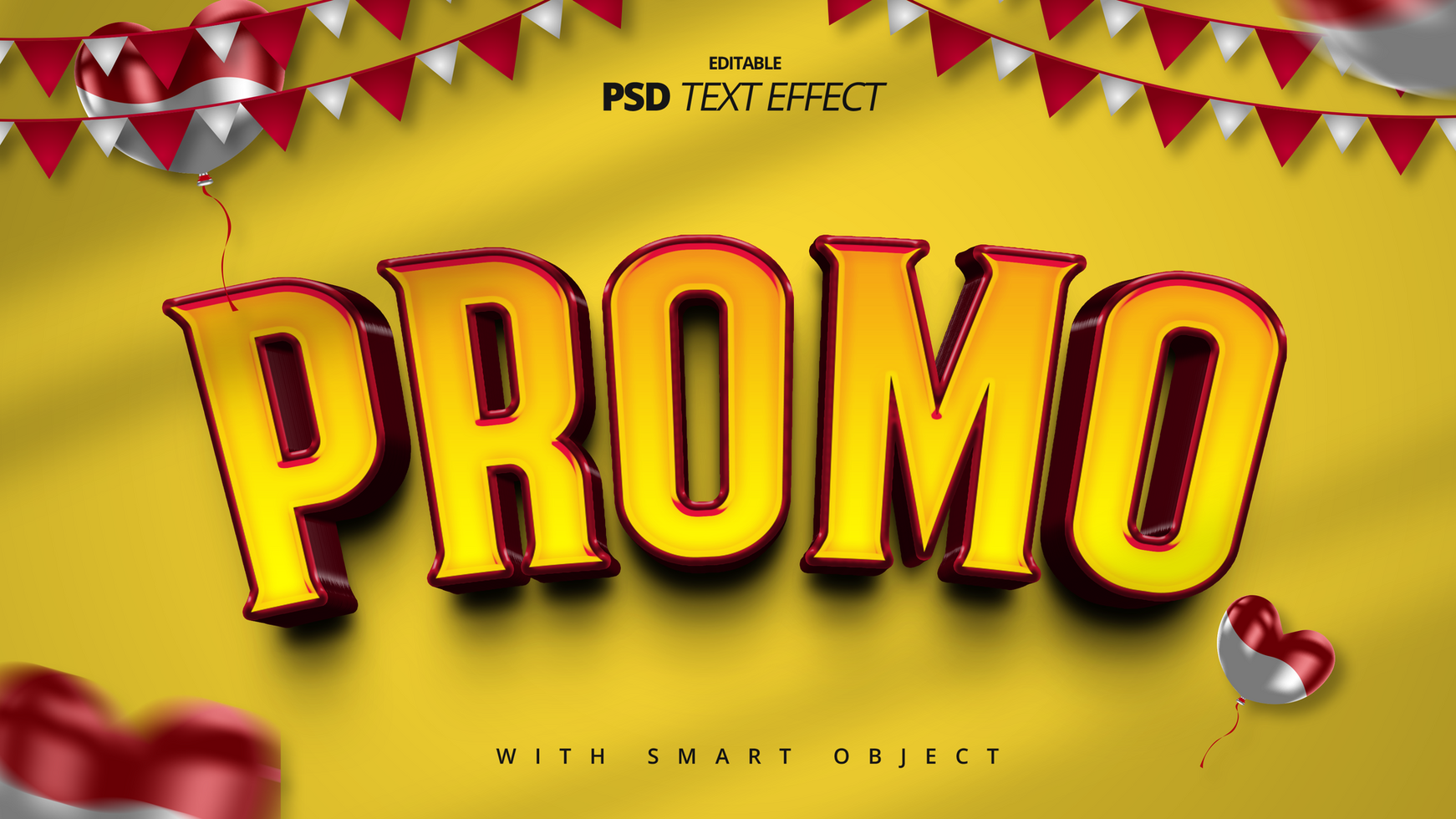 Promo yellow 3d text effect psd