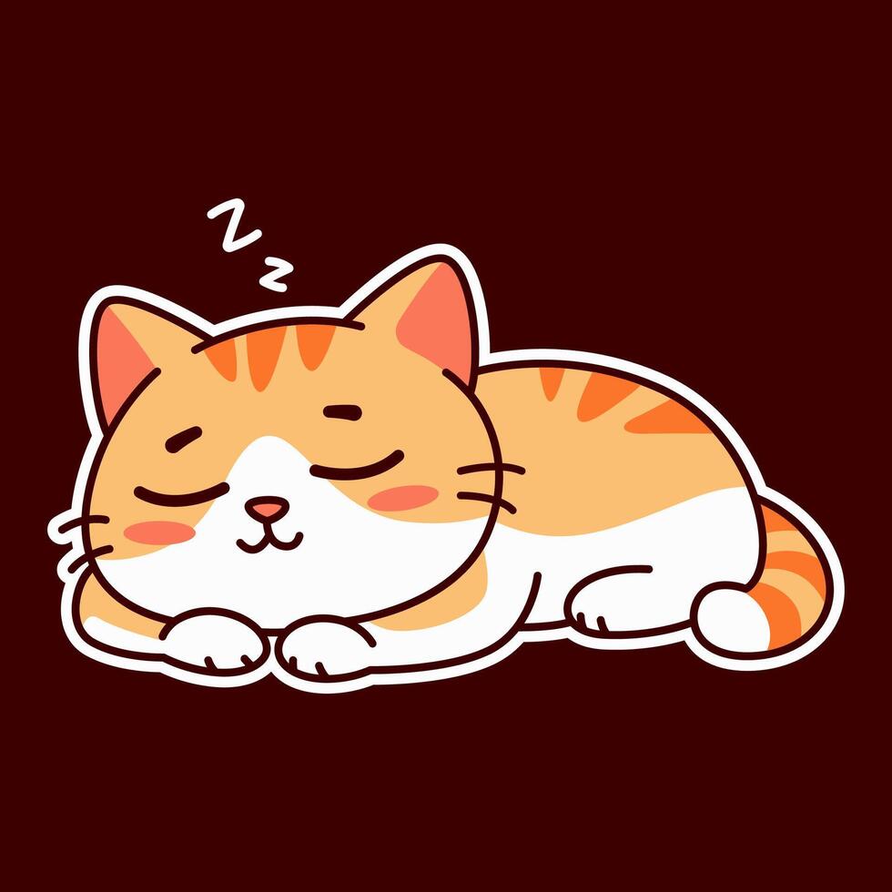 cute and lazy orange cat illustration for t-shirt print or sticker vector