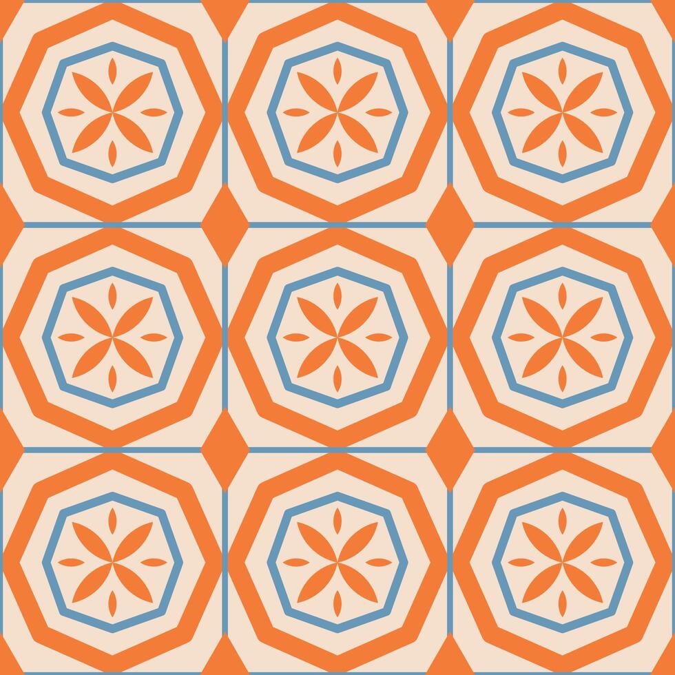 seamless geometric ornamental pattern. Tile mosaic vibrant texture Decorative bright colorful background. repeatable symmetry print vector