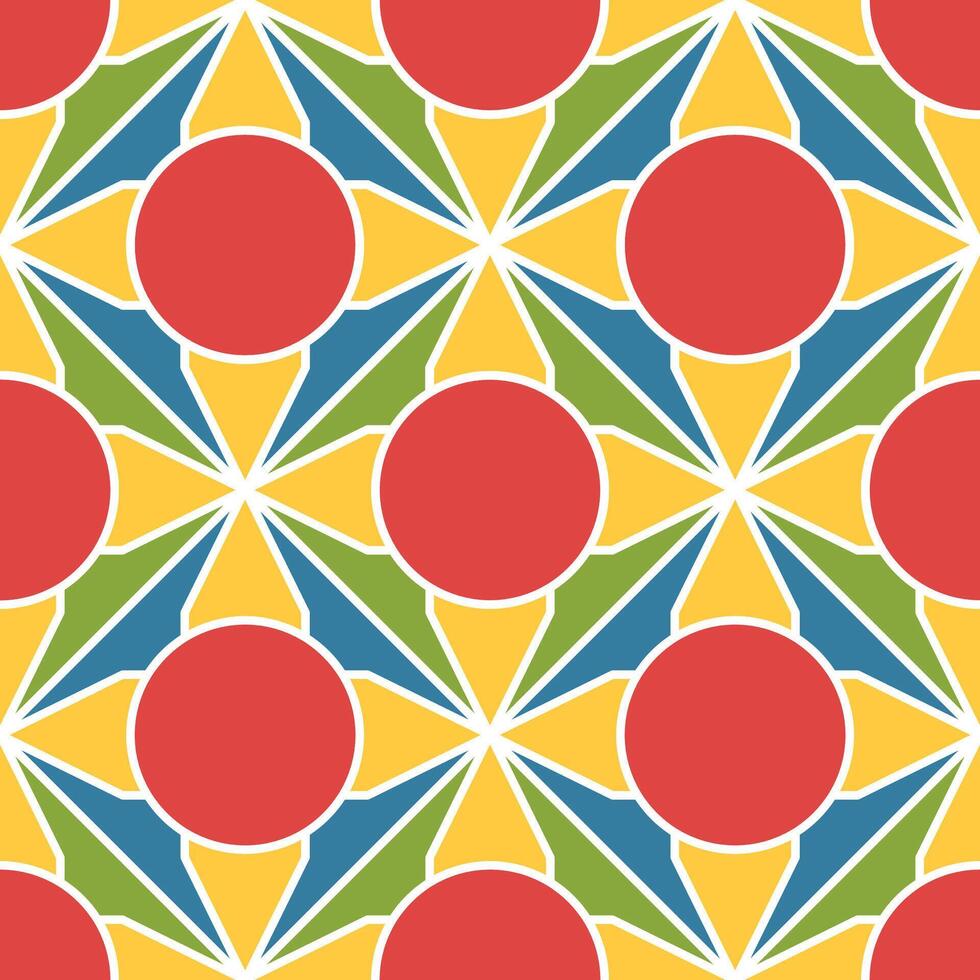 seamless geometric ornamental pattern. Tile mosaic vibrant texture Decorative bright colorful background. repeatable symmetry print vector