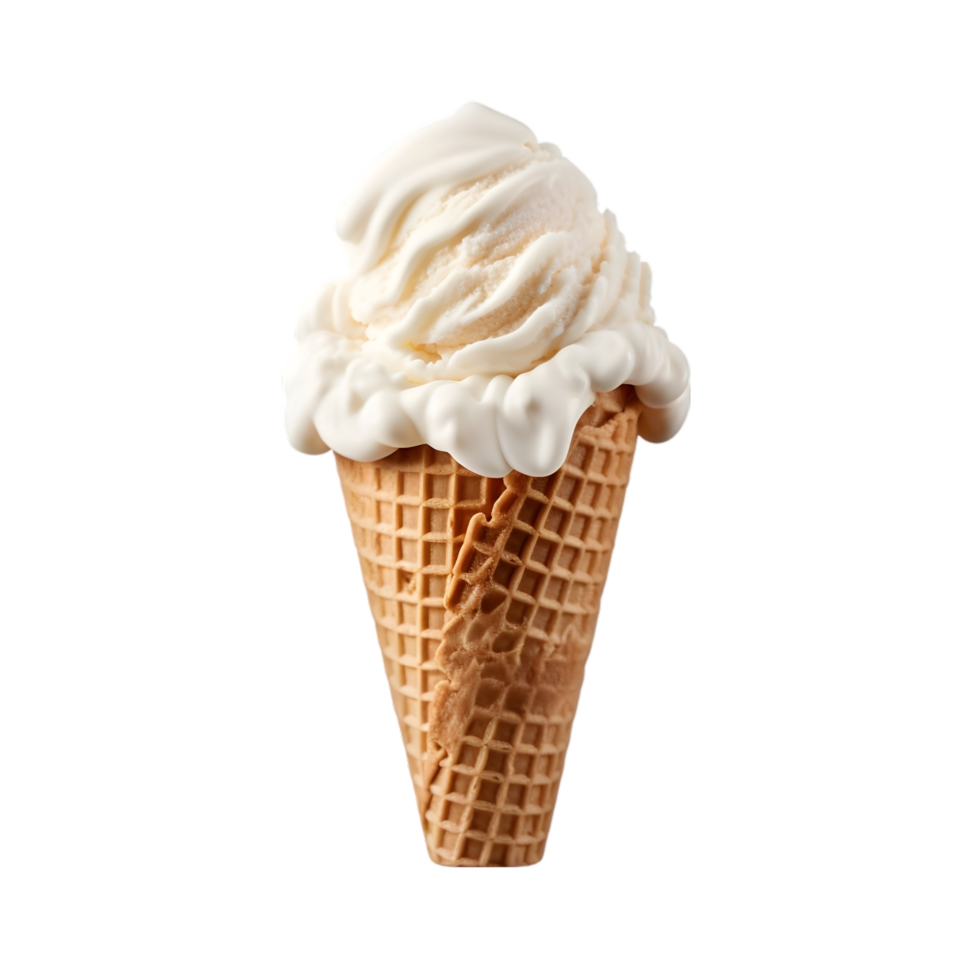 Ice cream in waffle cone on transparent background png
