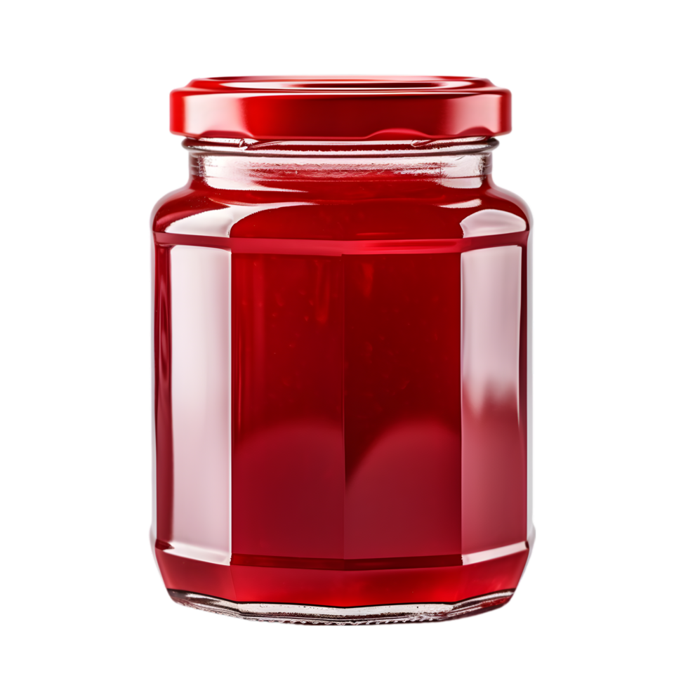 Raspberry jam on bottle on transparent background png