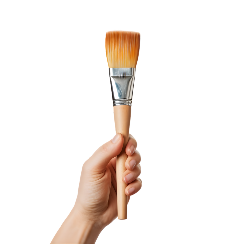 Paintbrush in hand on transparent background png
