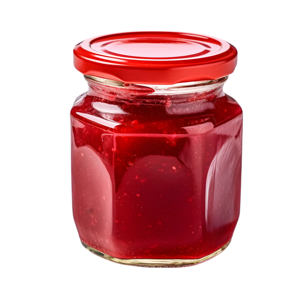 Raspberry jam on bottle on transparent background png