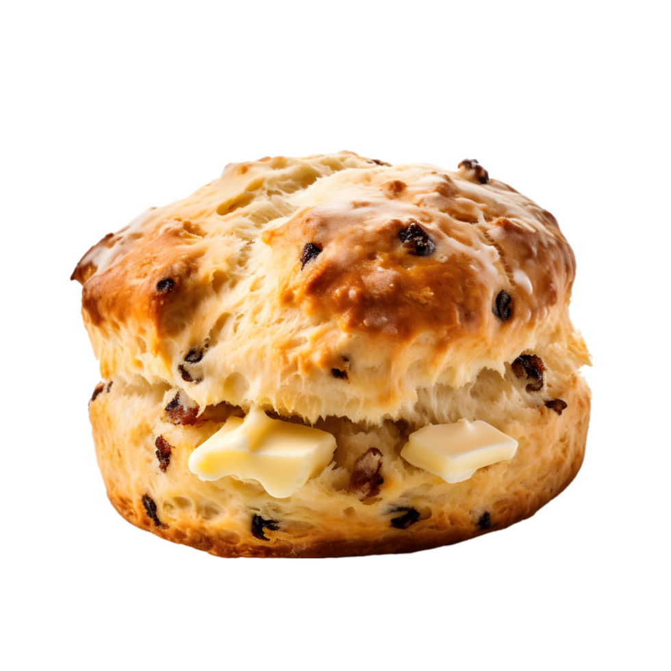 Scones with raisins on transparent background png