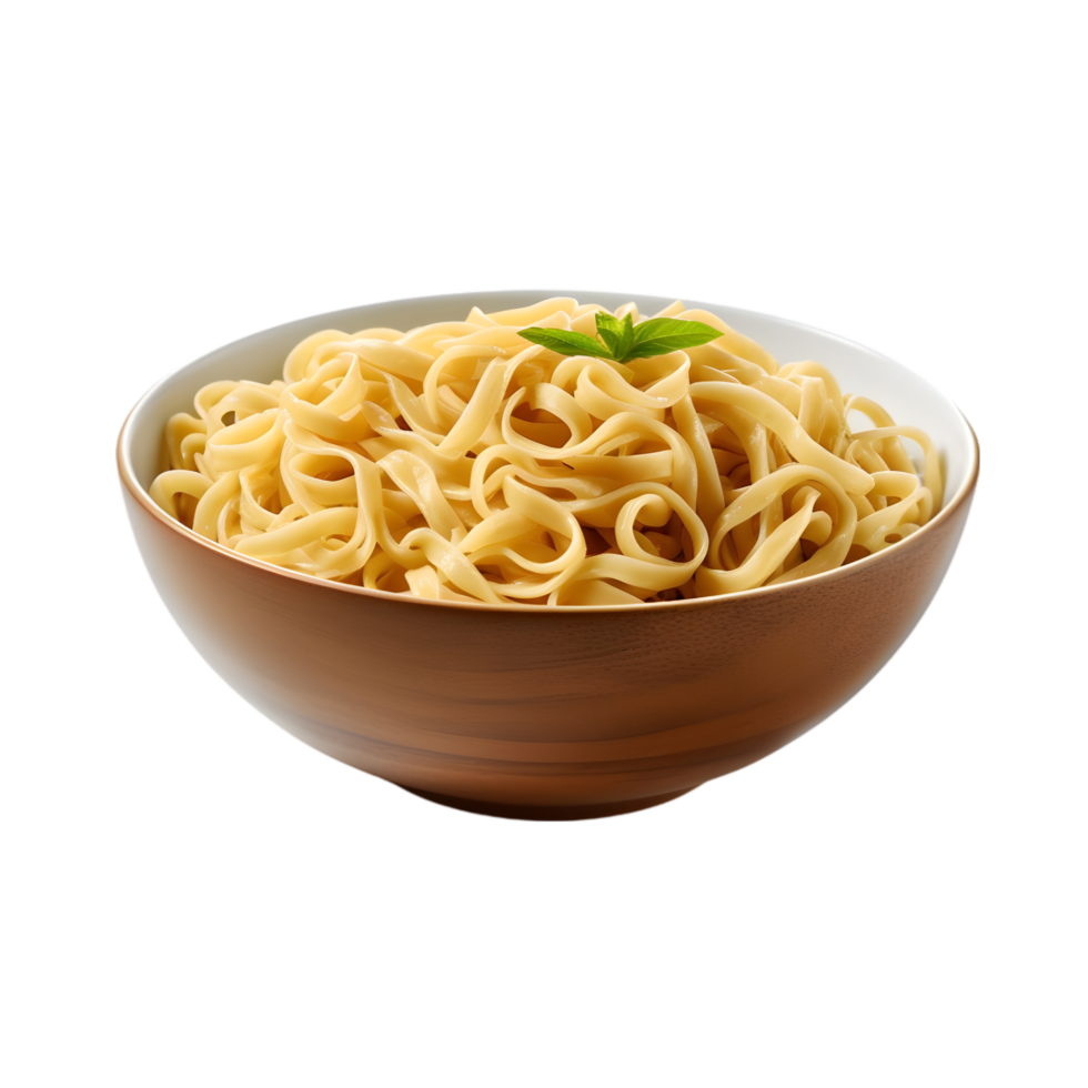bowl of cooked noodles on transparent background png