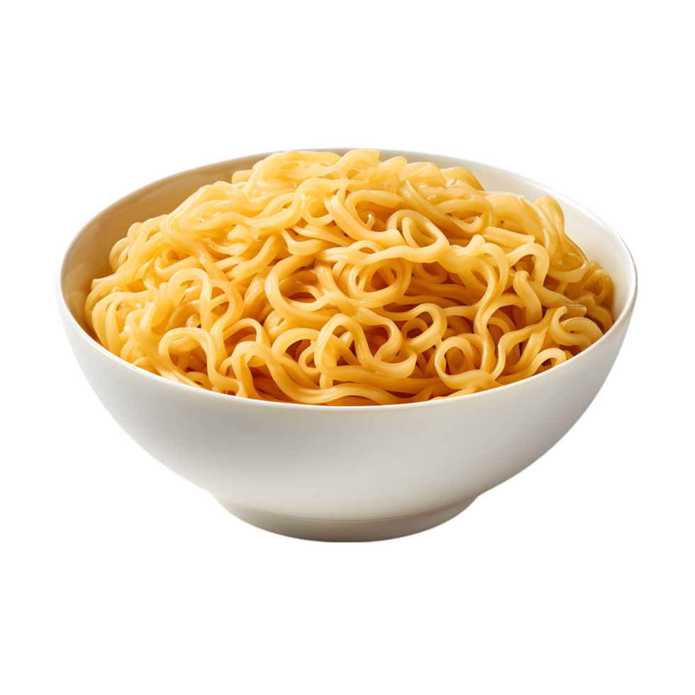 bowl of cooked noodles on transparent background png