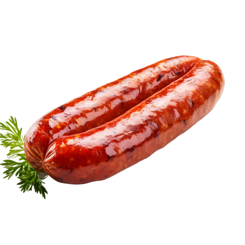 Smoked sausages with parsley on transparent background png