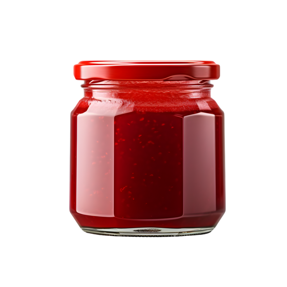 Raspberry jam on bottle on transparent background png