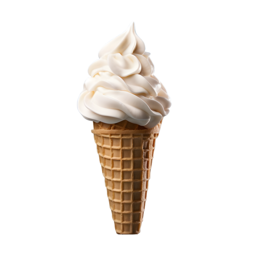 Ice cream in waffle cone on transparent background png
