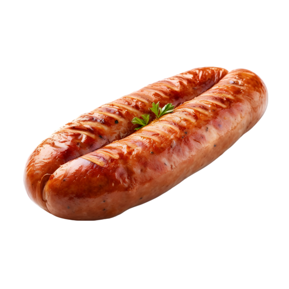Smoked sausages with parsley on transparent background png