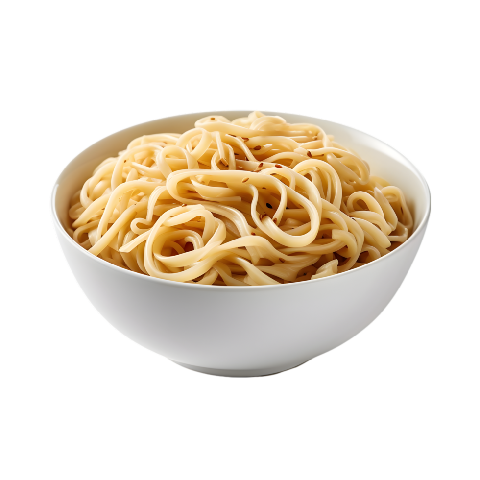 bowl of cooked noodles on transparent background png