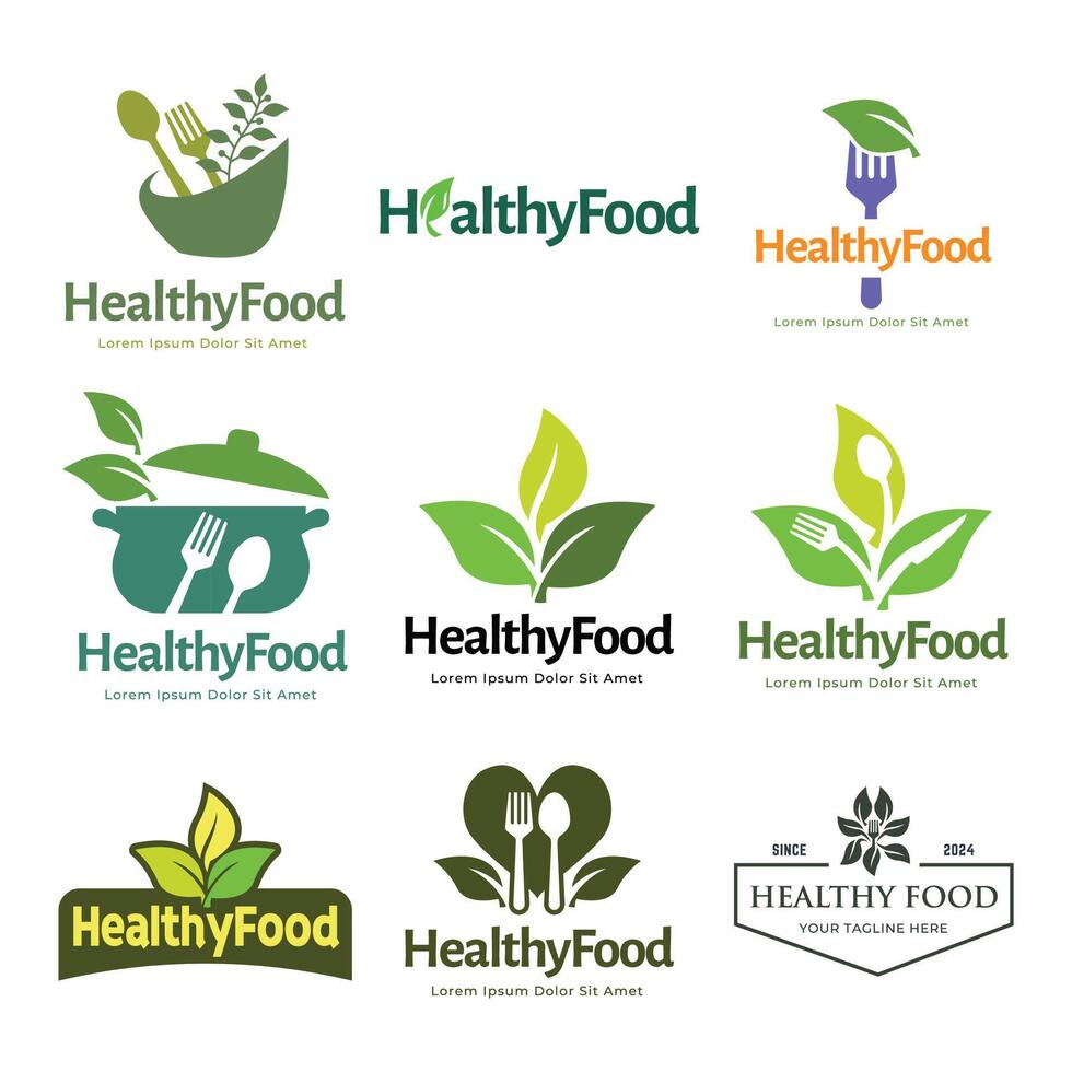 Set of Healthy Food Logo Template vector