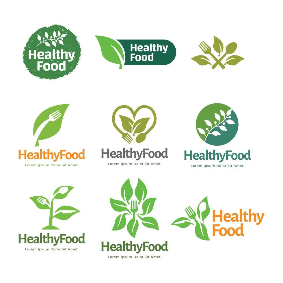 Set of Healthy Food Logo Template vector