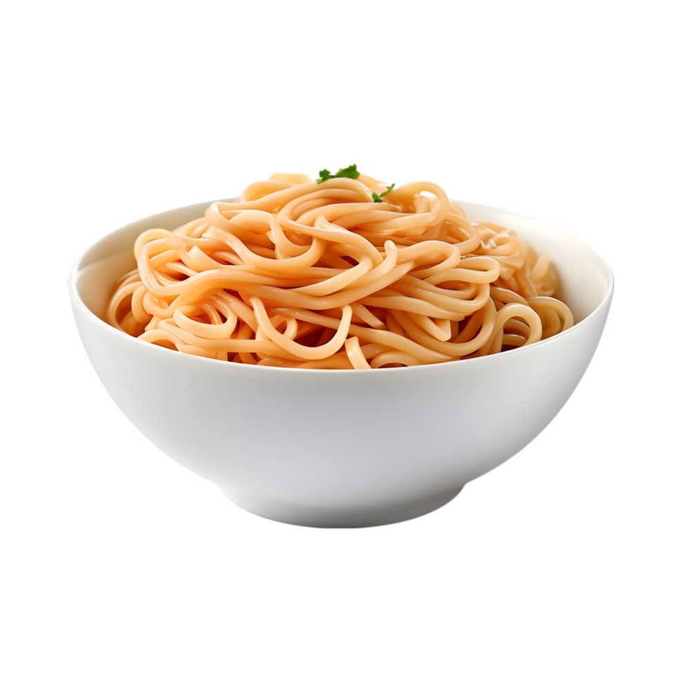 bowl of cooked noodles on transparent background png