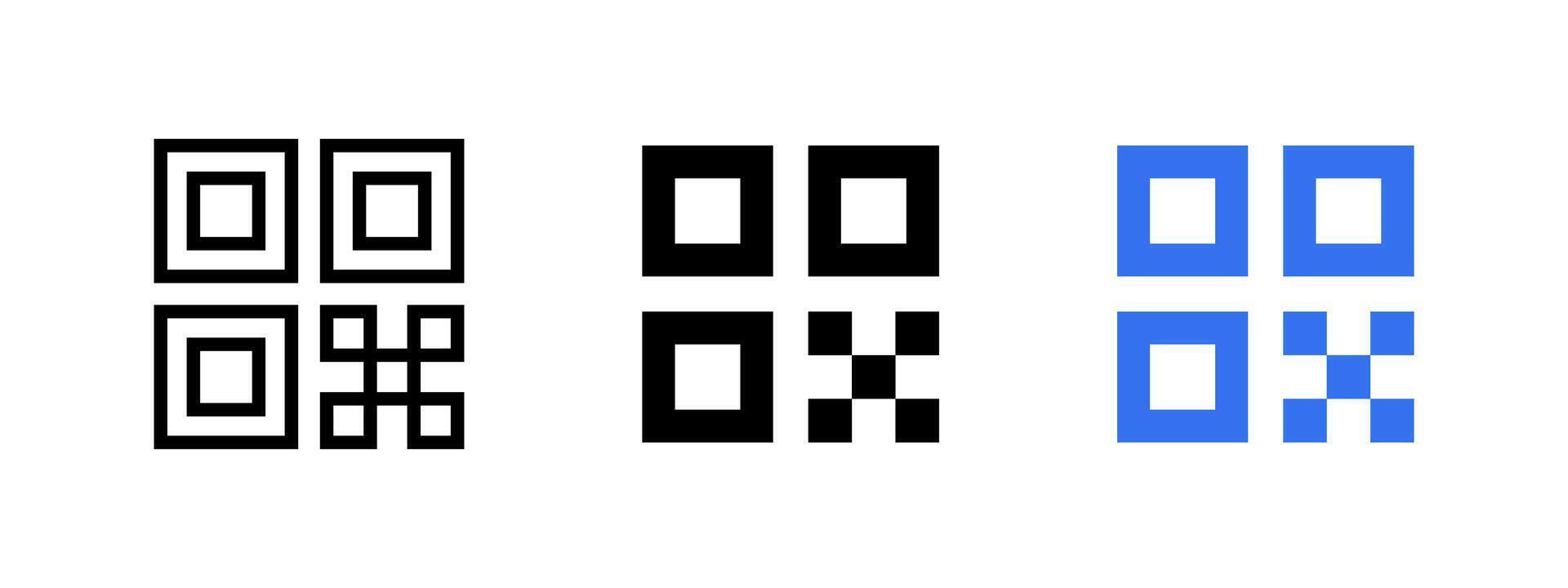 QR code icon. QR scanner illustration. Barcode symbol. Mobile scan outline sign. vector