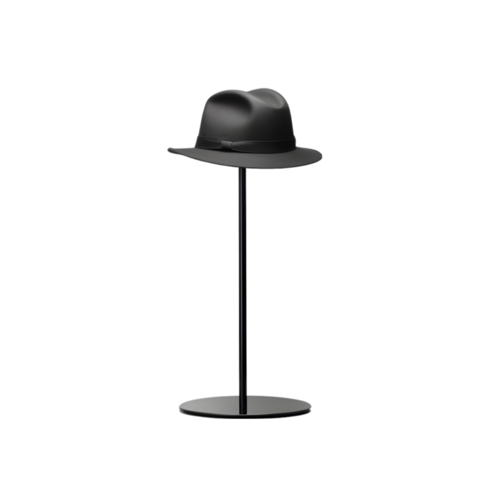 Black mannequin with black hat on transparent background png