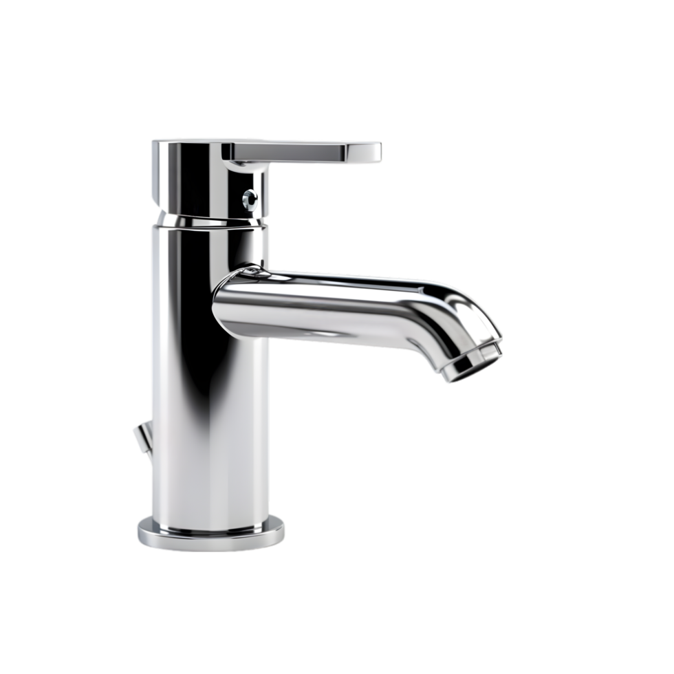 Modern chrome faucet on transparent background png