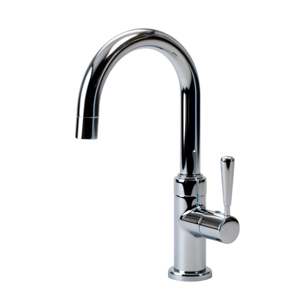 Modern chrome faucet on transparent background png
