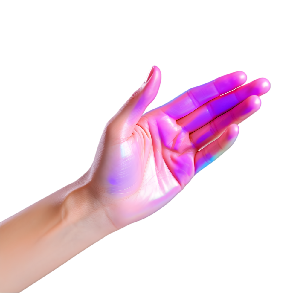 Colorful hand on transparent background png
