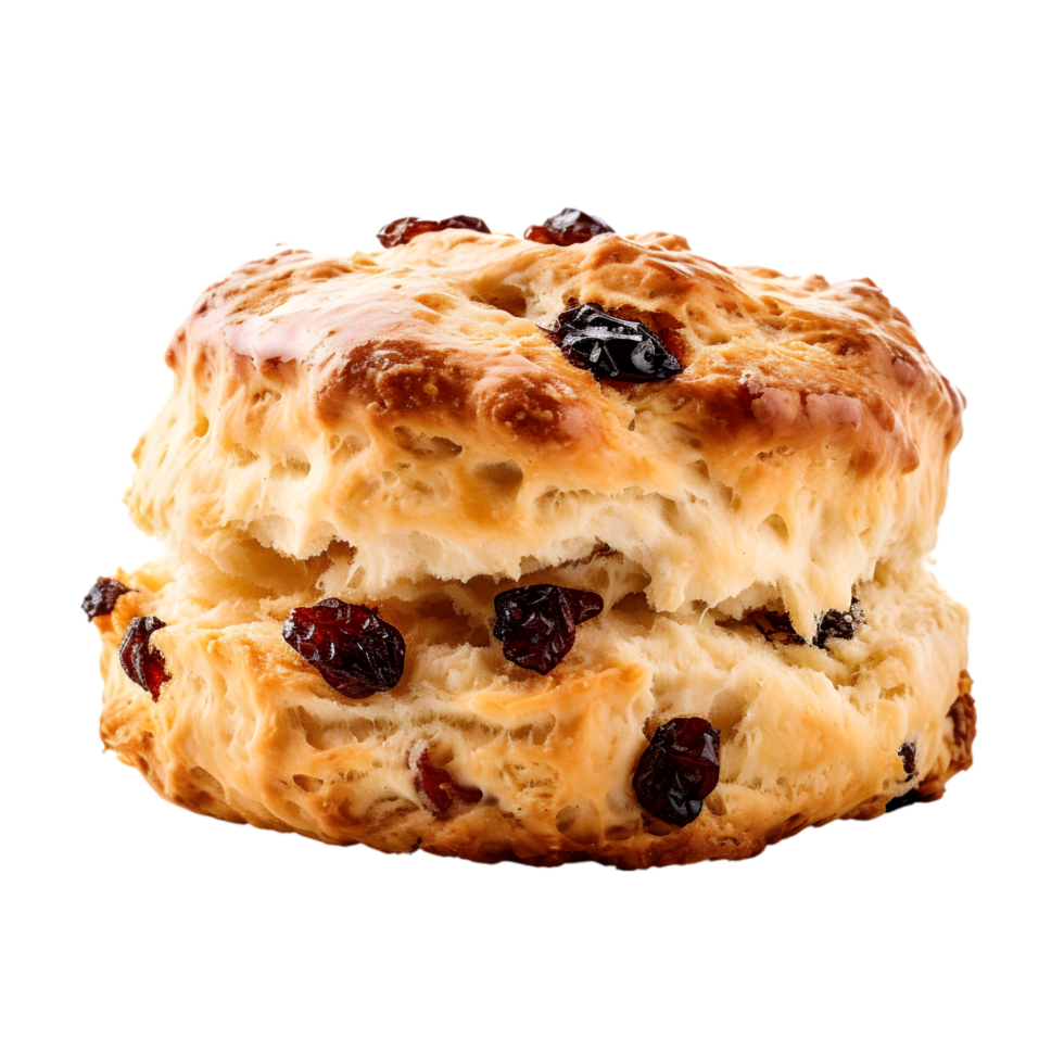 Scones with raisins on transparent background png