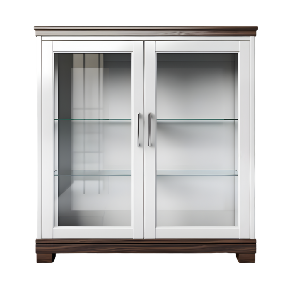 3d render of glass cabinet on transparent background png