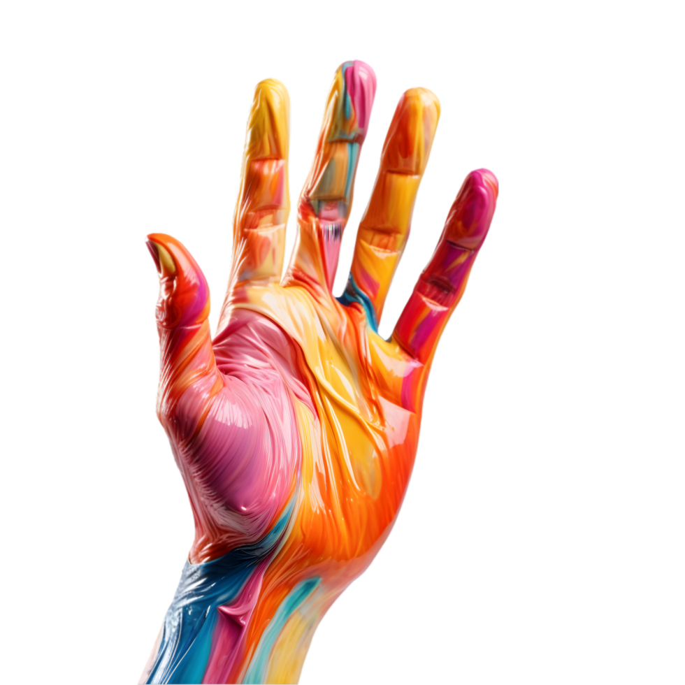 Colorful hand on transparent background png