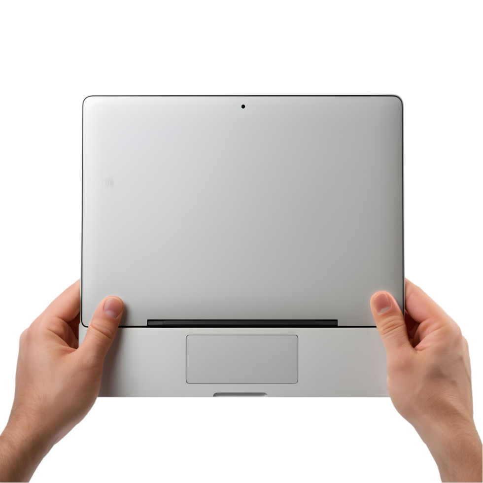 Man hands typing on laptop keyboard on transparent background png