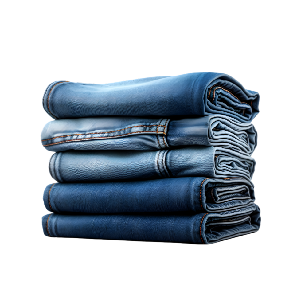 Stack of blue jeans on transparent background png