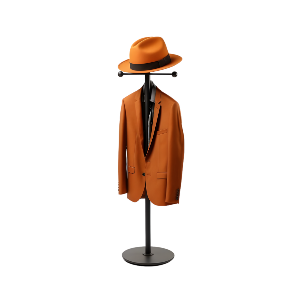 Black mannequin with black hat on transparent background png