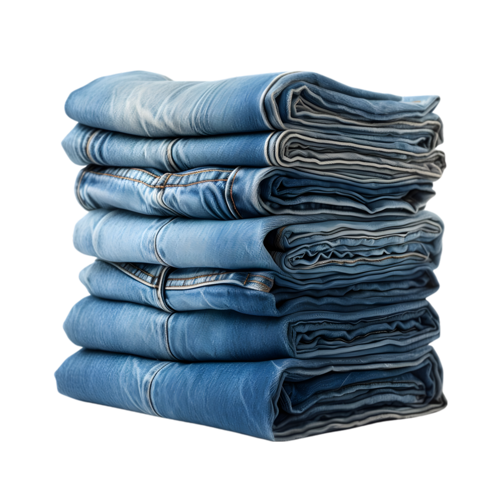 Stack of blue jeans on transparent background png