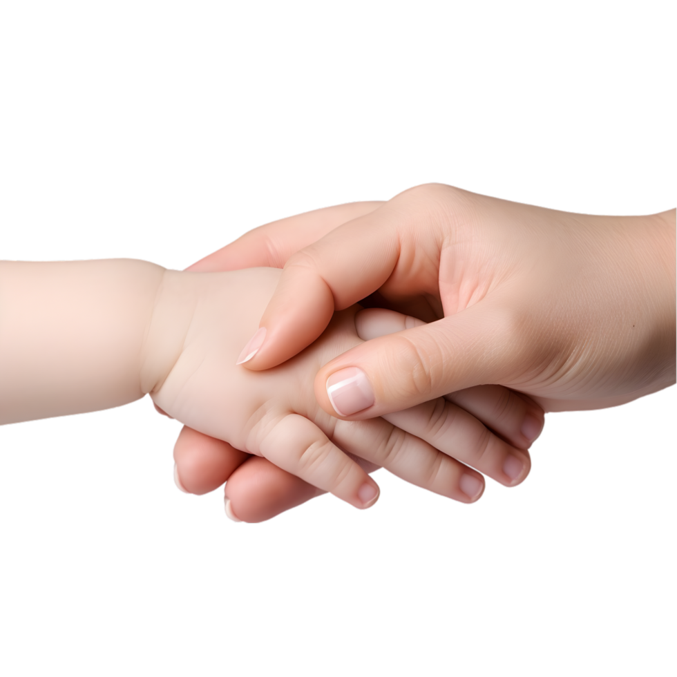Mother and child holding hands on transparent background png