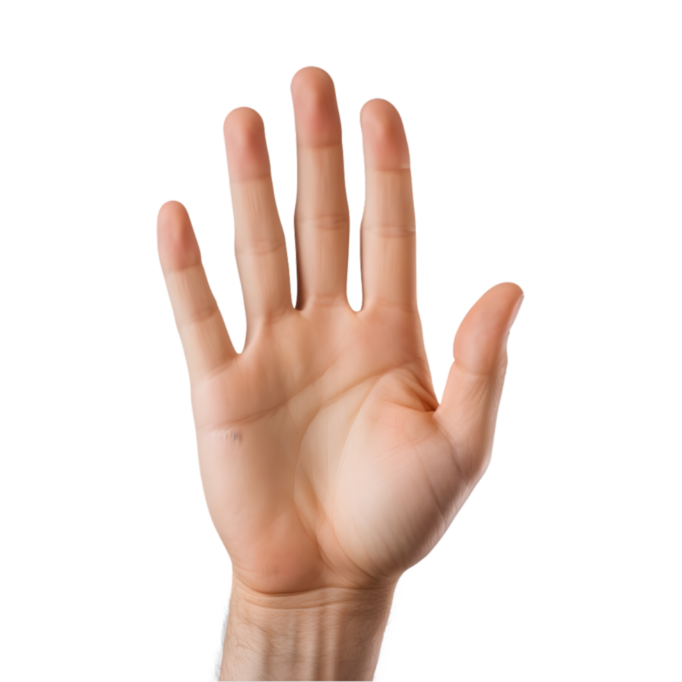 hand showing five fingers on transparent background png