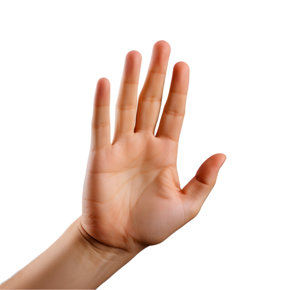 hand showing five fingers on transparent background png