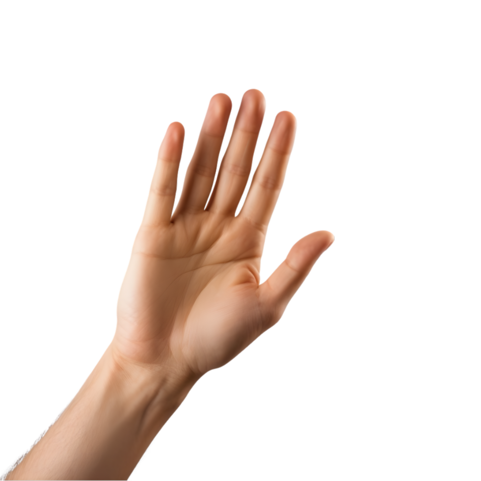 hand showing five fingers on transparent background png