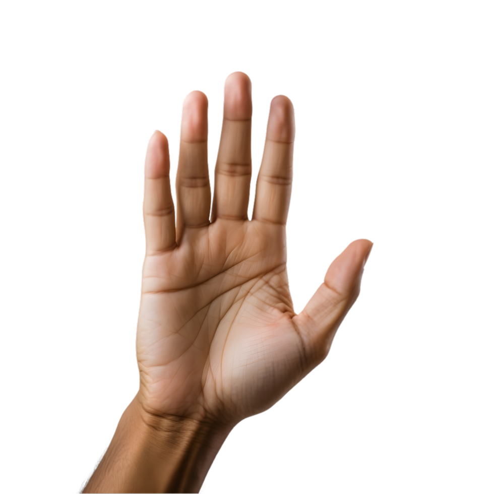 hand showing five fingers on transparent background png