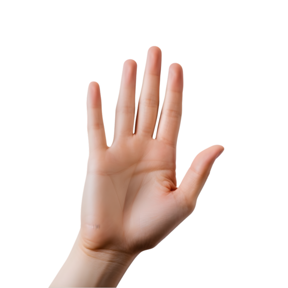 hand showing five fingers on transparent background png