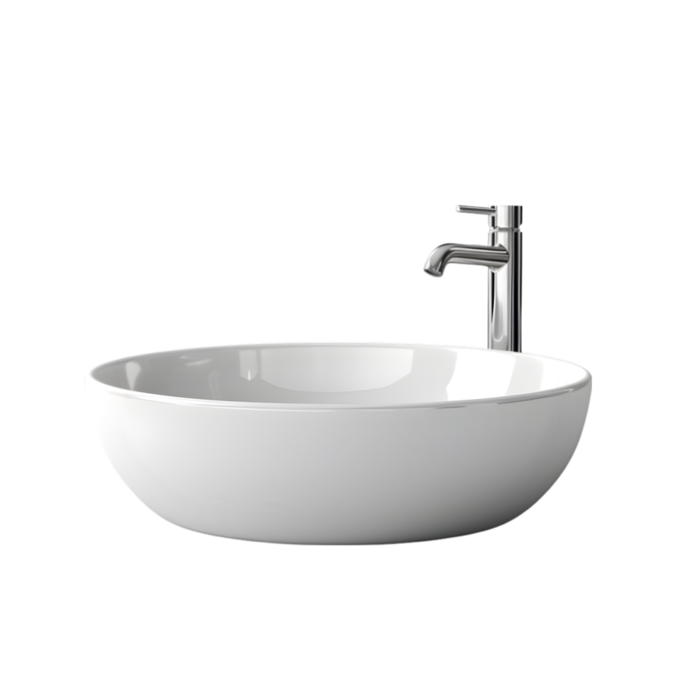 3d render of a modern washbasin with faucet on transparent background png