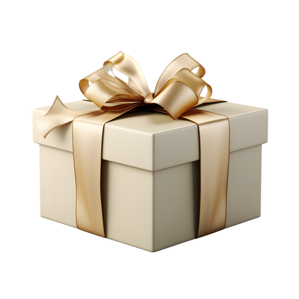 gift box with gold bow on transparent background png