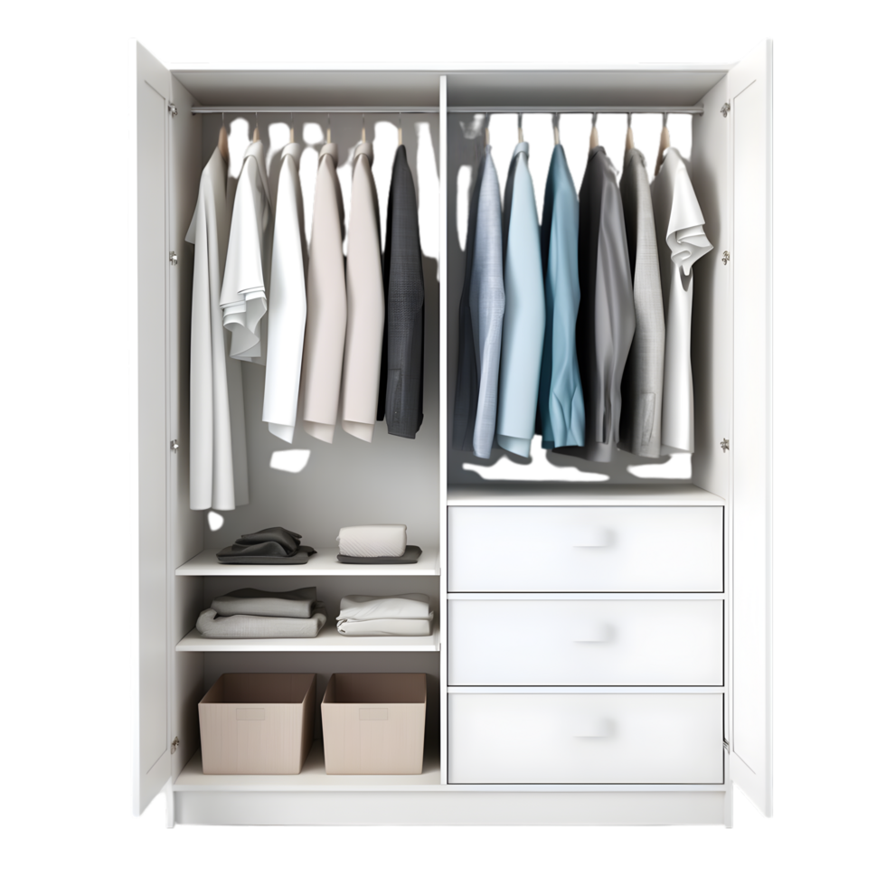 Closet with clothes on transparent background png