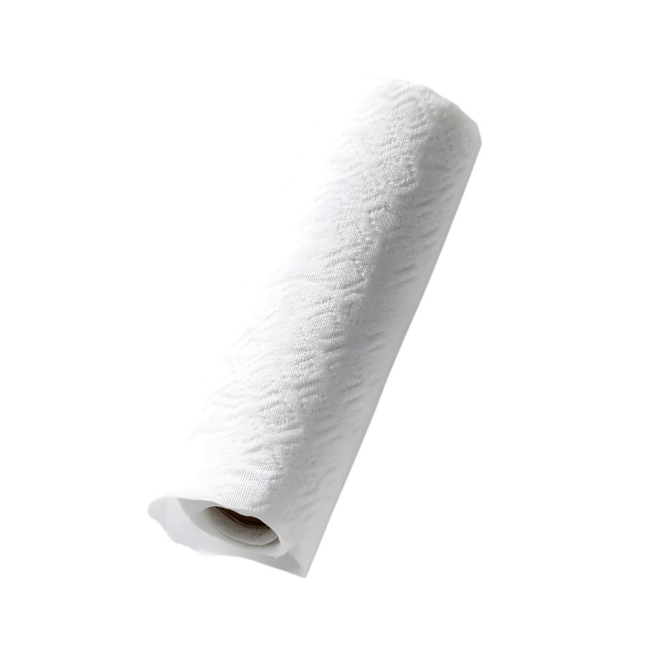 close up of a white toilet paper roll on transparent background png