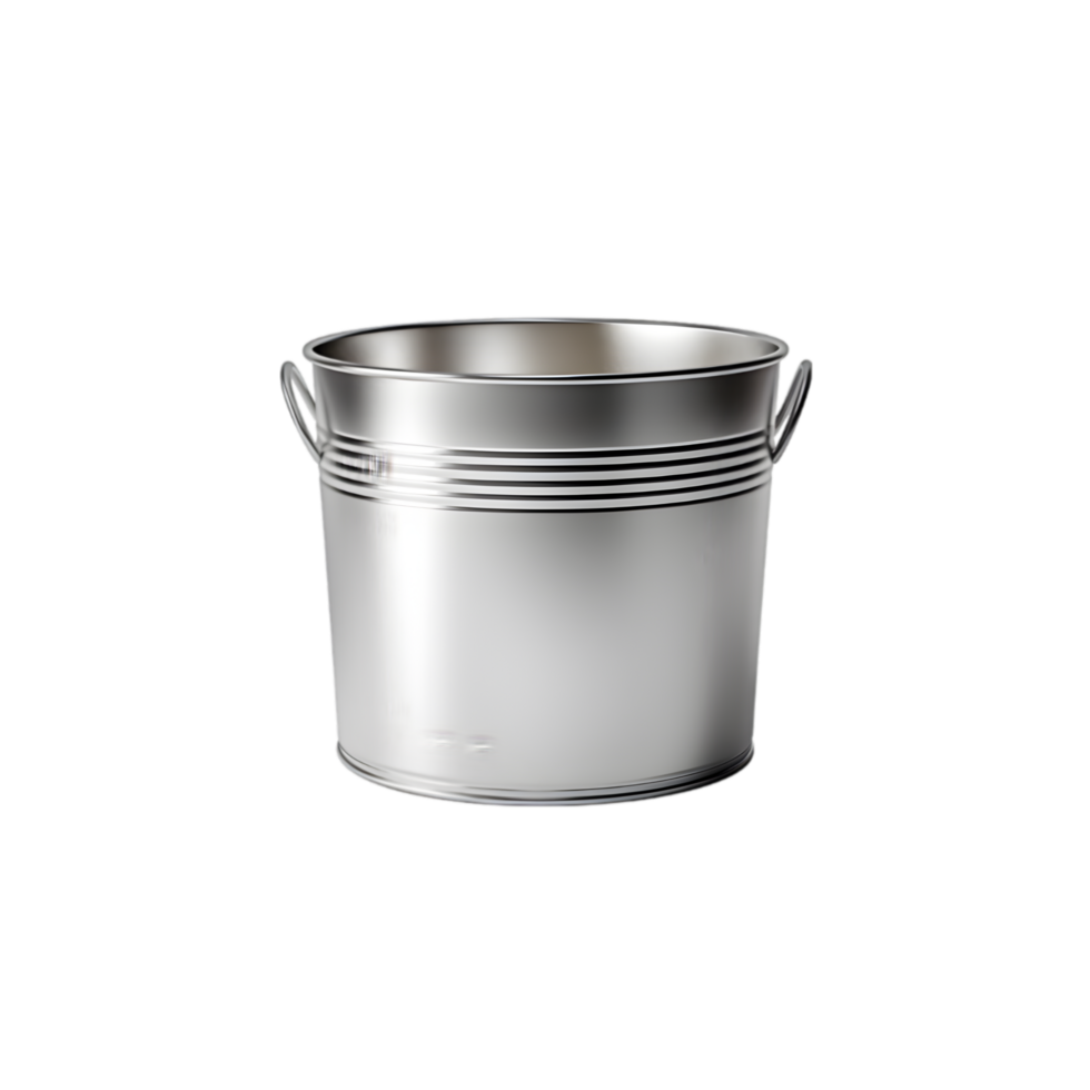 Empty metal bucket on transparent background png
