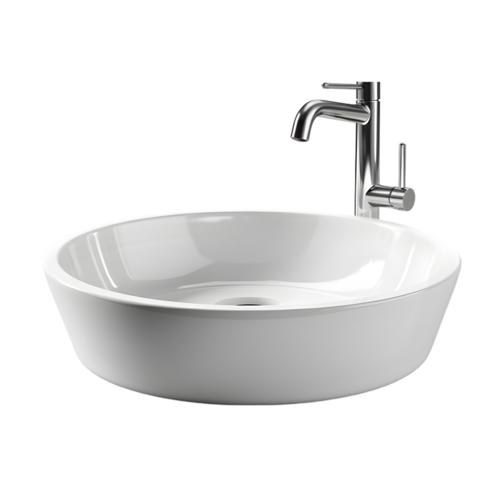 3d render of a modern washbasin with faucet on transparent background png