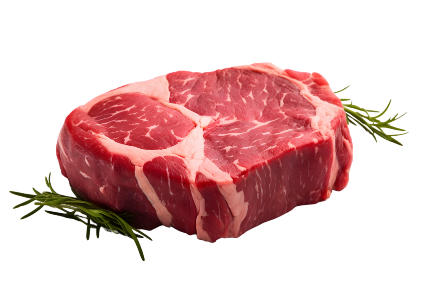 Raw beef steak with rosemary on transparent background png