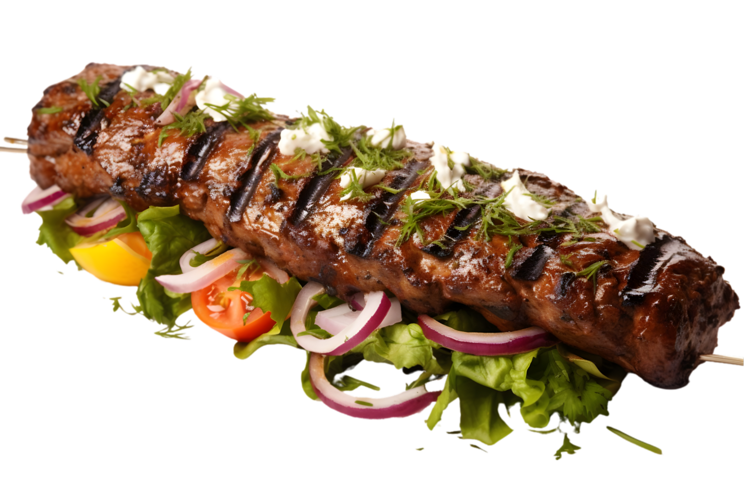 Hot dog with grilled meat and vegetables on transparent background png