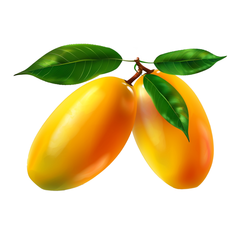 Mango with Leaves on Transparent Background png