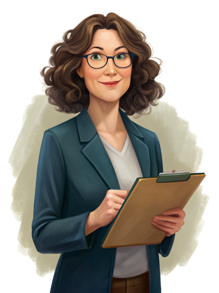 Female Hold Clipboard Illustration Style png